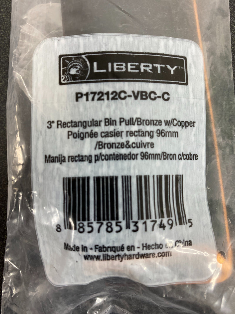 Liberty P17212C-VBC-C 3 in. (76 mm) Center-to-Center Bronze with Copper Highlights Rectangular Cup Drawer Pull