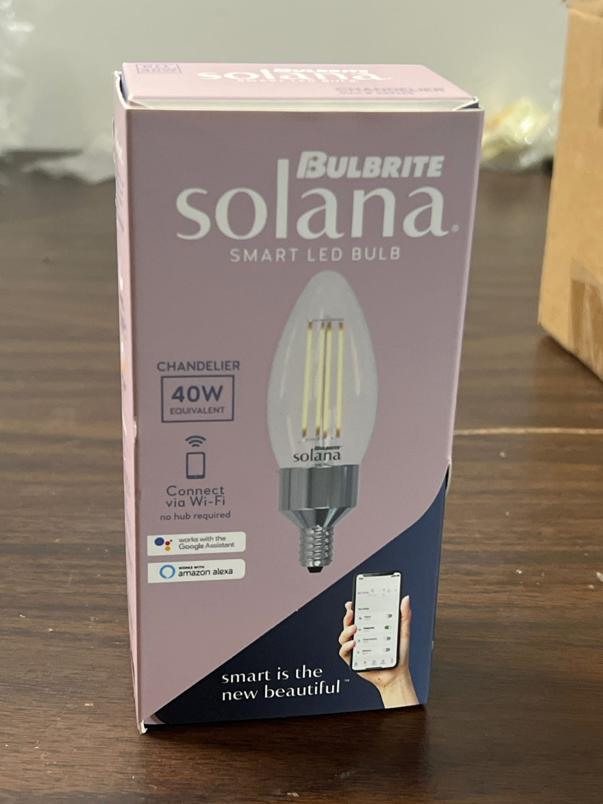 Bulbrite Solana 1-Pack 40 Watt Equivalent B11 Smart WiFi Connected 90CRI Chandelier LED Light Bulb, Clear