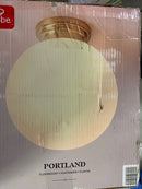 Globe Electric 65694 Portland 1-Light Semi-Flush Mount Ceiling Lighting, Matte Brass, Opal Glass Shade, Bulb Not Included