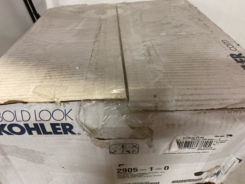 Kohler K-2905-1-0 Farmington 19-1/4" Oval Cast Iron Drop In Bathroom Sink with Overflow and Single Faucet Hole - White