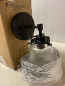 Millennium lighting 4411-MB Amberose 5.98 in. 1-Light Matte Black Wall Sconce with Clear Hammered Glass Shade