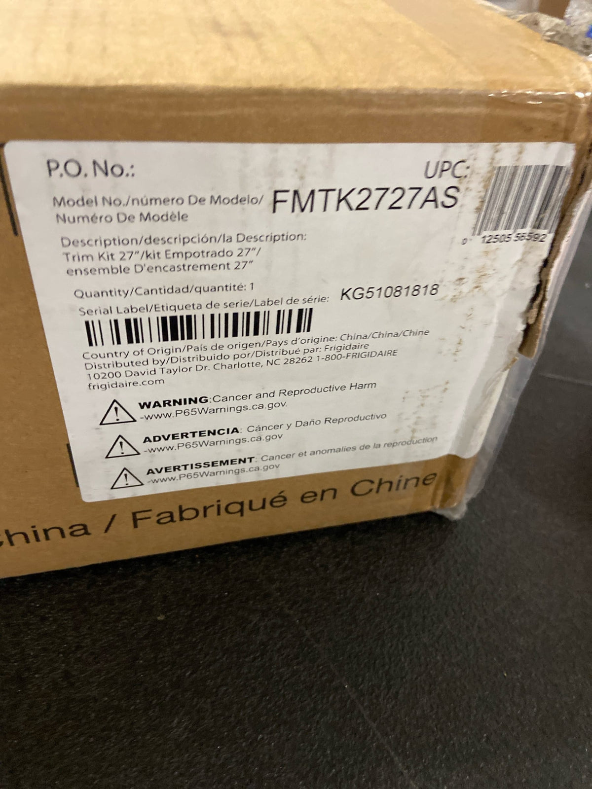 Frigidaire FMTK2727AS 27" Microwave Trim Kit - Stainless Steel