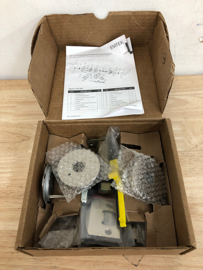 Emtek C520DTUS15 Dumont Privacy Door Lever Set from Brass Modern Collection with Concealed Screws - Satin Nickel