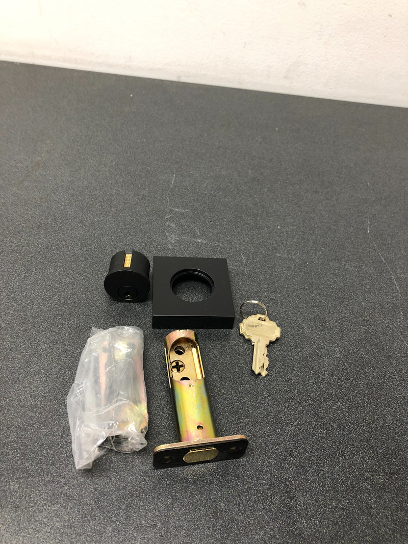 Emtek 8369US19 Square Style Brass Modern Double Cylinder Deadbolt - Flat Black