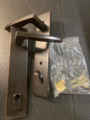 Emtek 17B1US10BLH Hermes Lever Brass Modern Door Configuration 7 Keyed Entry Multi Point Trim Lever Set with American Cylinder Above Handle - Oil Rubbed Bronze