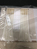 Lush decor farmhouse fau x linen colorblock pleated single window curtain panel - blue/offwhite - 40 x 84