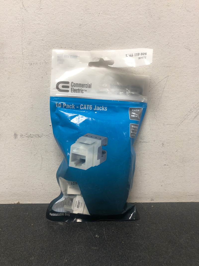 Commercial electric 5016-WH-10 Cat-6 Jack in White (10-Pack)