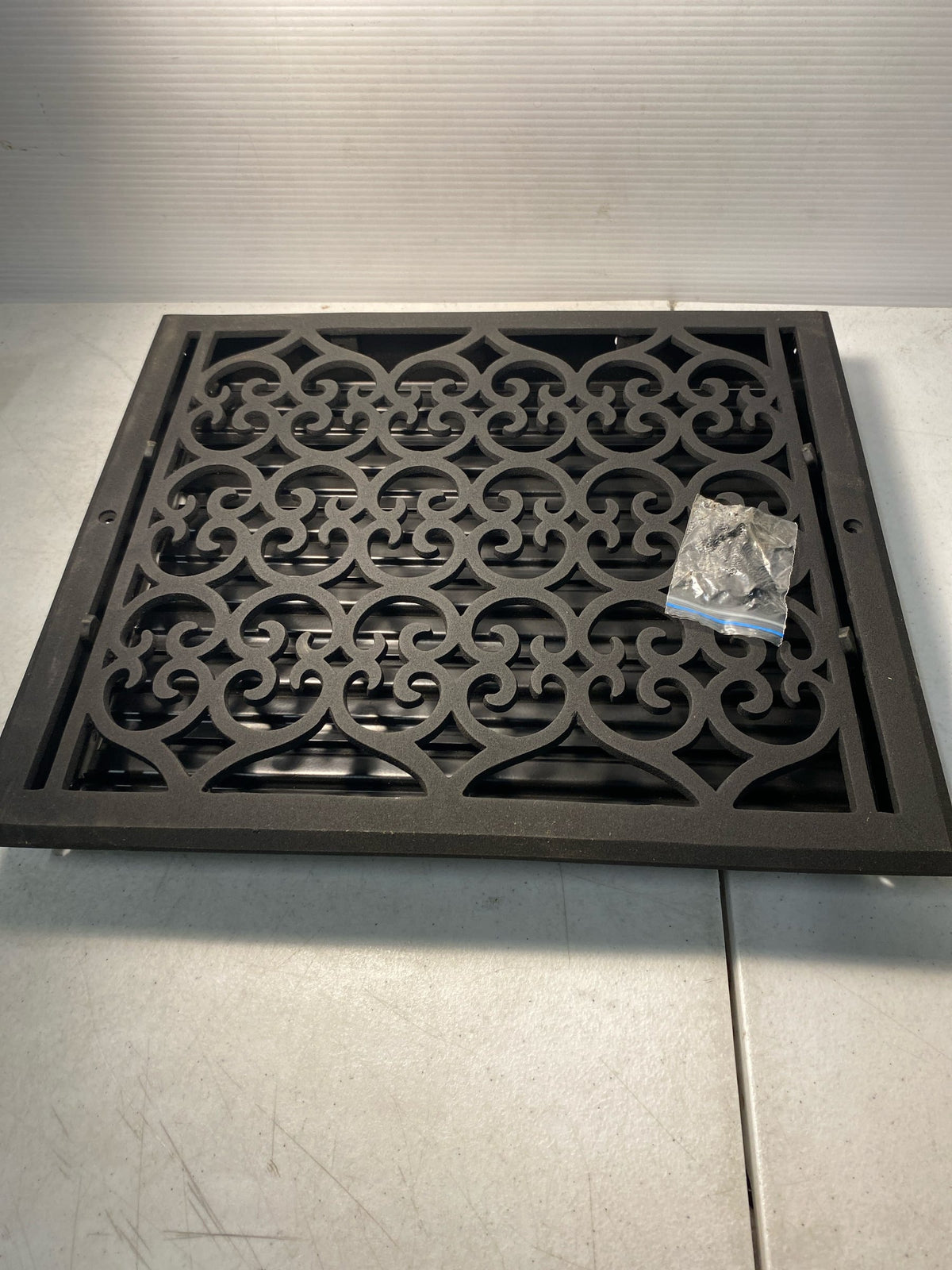 Signature Hardware 362711 Old Victorian Smooth Cast Iron Wall Register - 12" x 14" (13-1/4" x 15-1/8" Overall) - Black Powder Coat