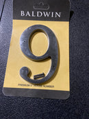 Baldwin 90679102 Solid Brass Residential House Number 9 - Oil Rubbed Bronze