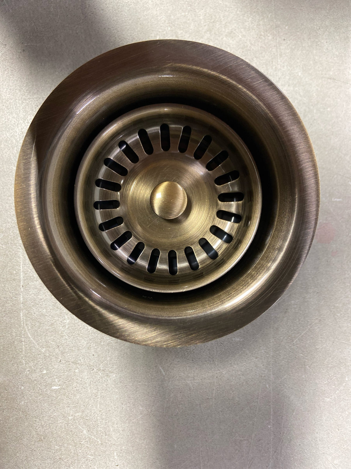 Whitehaus WH202-AB 3 1/2" Waste Disposer Trim with Matching Basket Strainer for Deep Fireclay Sinks - Antique Brass