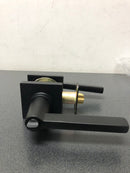 Emtek 5122HLOUS19LH Helios Left Handed Single Cylinder Keyed Entry Door Lever Set with Square Rose - Flat Black