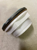 Oatey 420992 Round No-Caulk White PVC Shower Drain with 4-1/4 in. Round Snap-In Stainless Steel Drain Cover