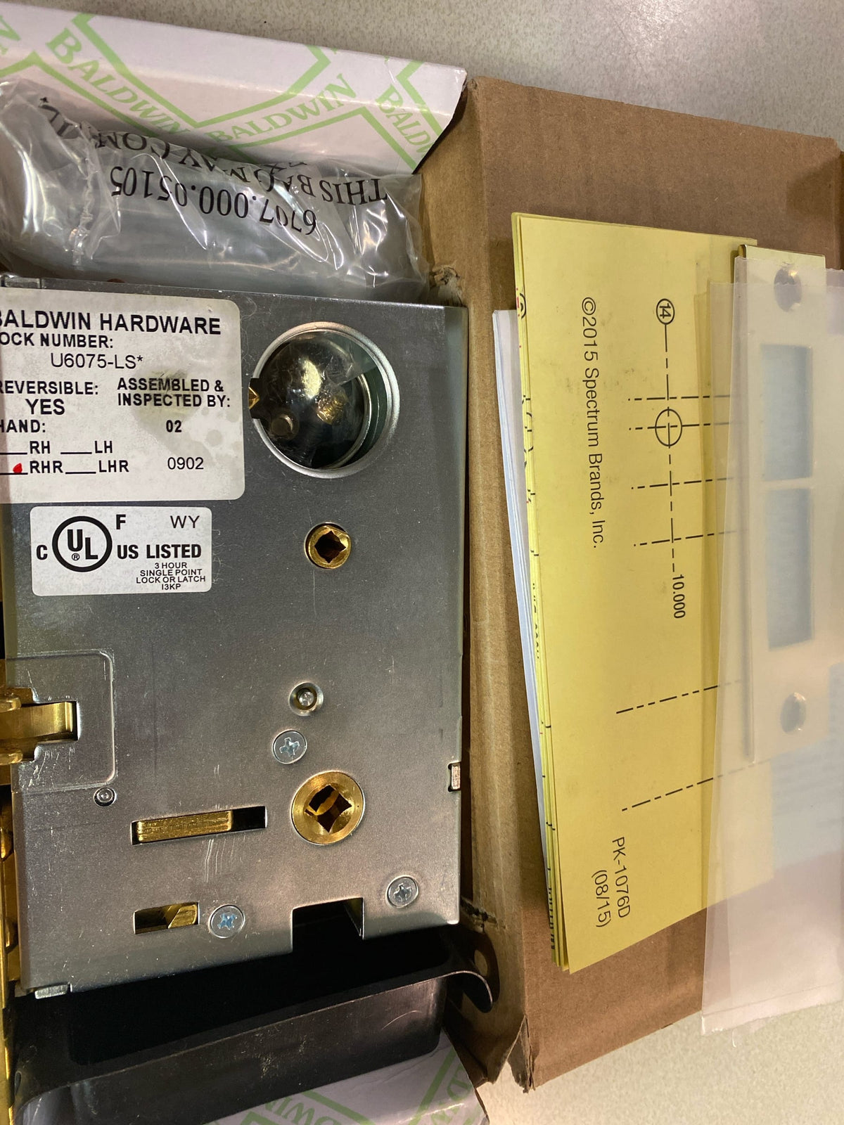 Baldwin 6075003RRLS Right Handed Reverse Bevel Lever Strength Entrance, Emergency Egress Mortise Lock with 2-3/4" Backset - Polished Brass