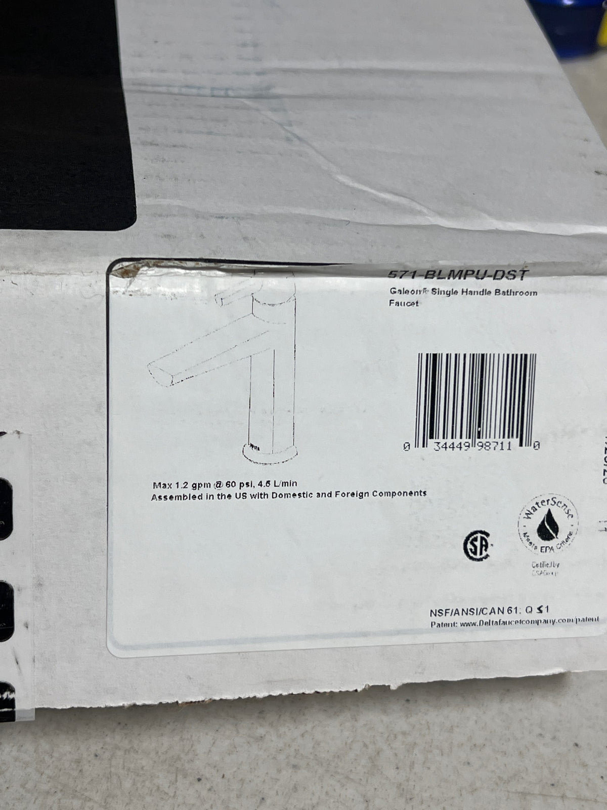 Delta 571-BLMPU-DST Galeon 1.2 GPM Single Hole Bathroom Faucet with Push Pop-Up Drain Assembly - Matte Black