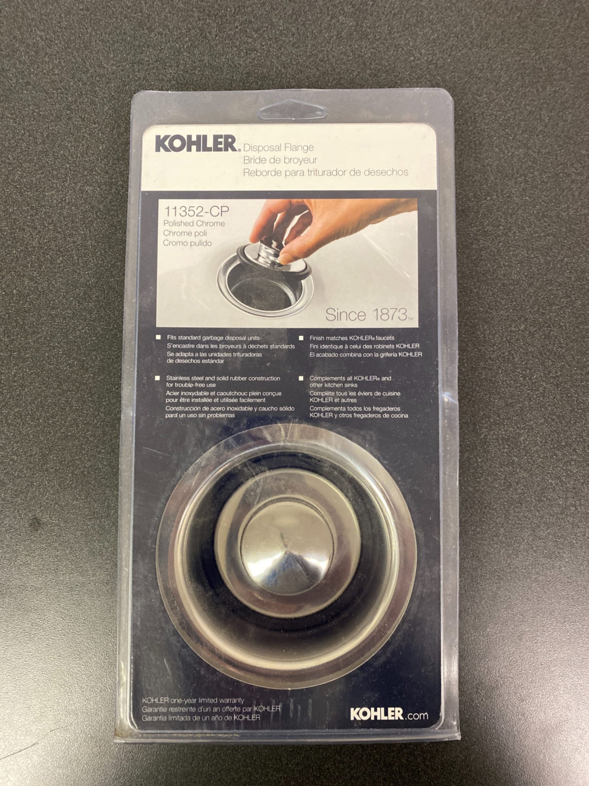 Kohler Disposal 4.5 in. Flange with Stopper in Polished Chrome