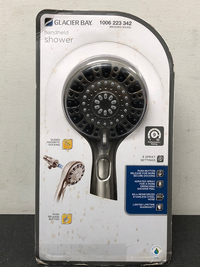 Glacier bay 8571202HC Push Release 6-Spray Wall Mount Handheld Shower Head 1.8 GPM in Brushed Nickel