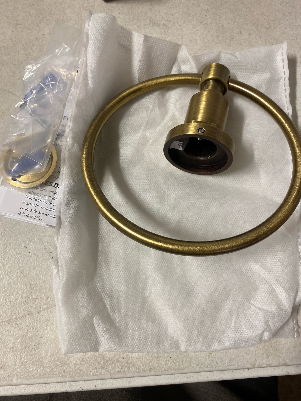 Signature Hardware SHGFTRAGBR Greyfield 6-1/2" Wall-Mounted Towel Ring - Aged Brass