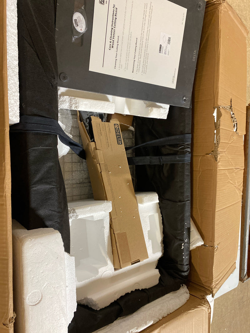 Delta 95C9031-36S-SS Rivet 16- Gauge Stainless Steel 36 in. Single Bowl Undermount Farmhouse Apron Workstation Kitchen Sink with Accessories