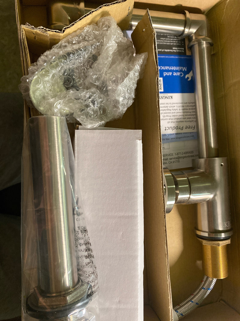 Kingston Brass KSD144RXBN Belknap 1.2 GPM Single Hole Bathroom Faucet with Push Pop-Up and Optional Escutcheon - Brushed Nickel