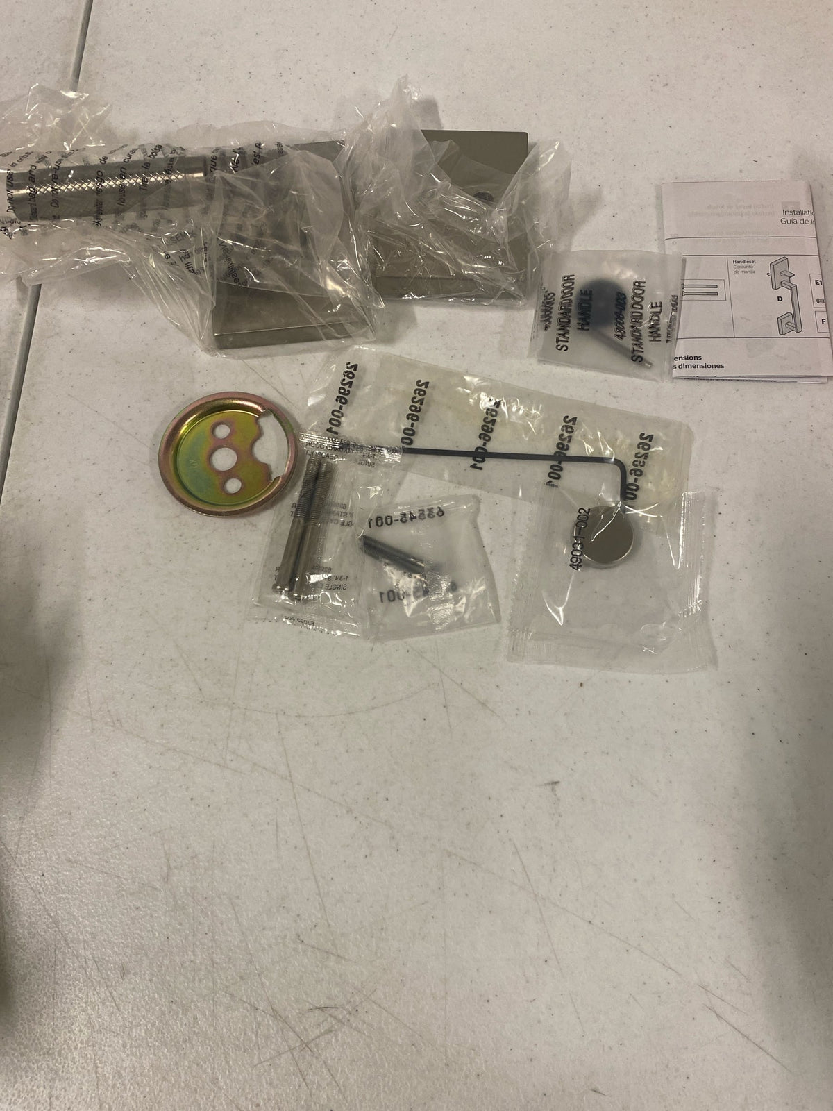 Kwikset 973PVLRCT-15 Prava Lever Dummy Interior Pack with Knurled Handle and Rectangle Rose for Handlesets - Satin Nickel