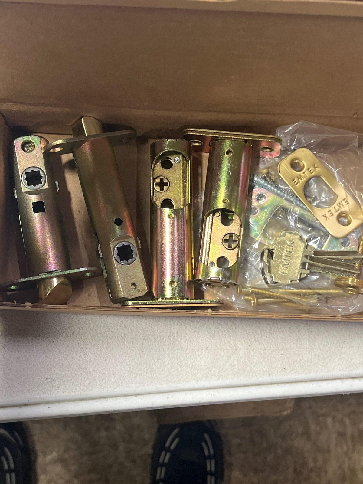Emtek 4715US4 Urban Modern Sectional Single Cylinder Keyed Entry Handleset - Satin Brass