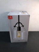 Globe Electric 67000097 1-Light Pendant Light, Matte Black, Clear Glass Shade, Black Rods, Pendant Light Fixture, Kitchen Island, Adjustable Height, Home Décor Lighting, Ceiling Light Fixture