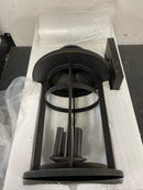 The Great Outdoors 72557-143C Highland Ridge 4 Light 21" Tall Outdoor Wall Sconce with Clear Crackled Glass - Oil Rubbed Bronze / Gold Highlights