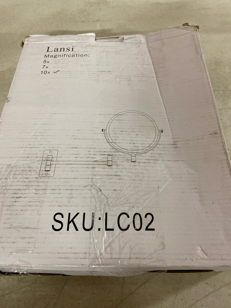 LANSI Wall Mounted Makeup Mirror, 10x/1x Double-Sided Magnifying Mirror, 360° Extendable Arm Bathroom Mirror, 8 inch Vanity Mirror for Makeup or Shaving Chrome Finish