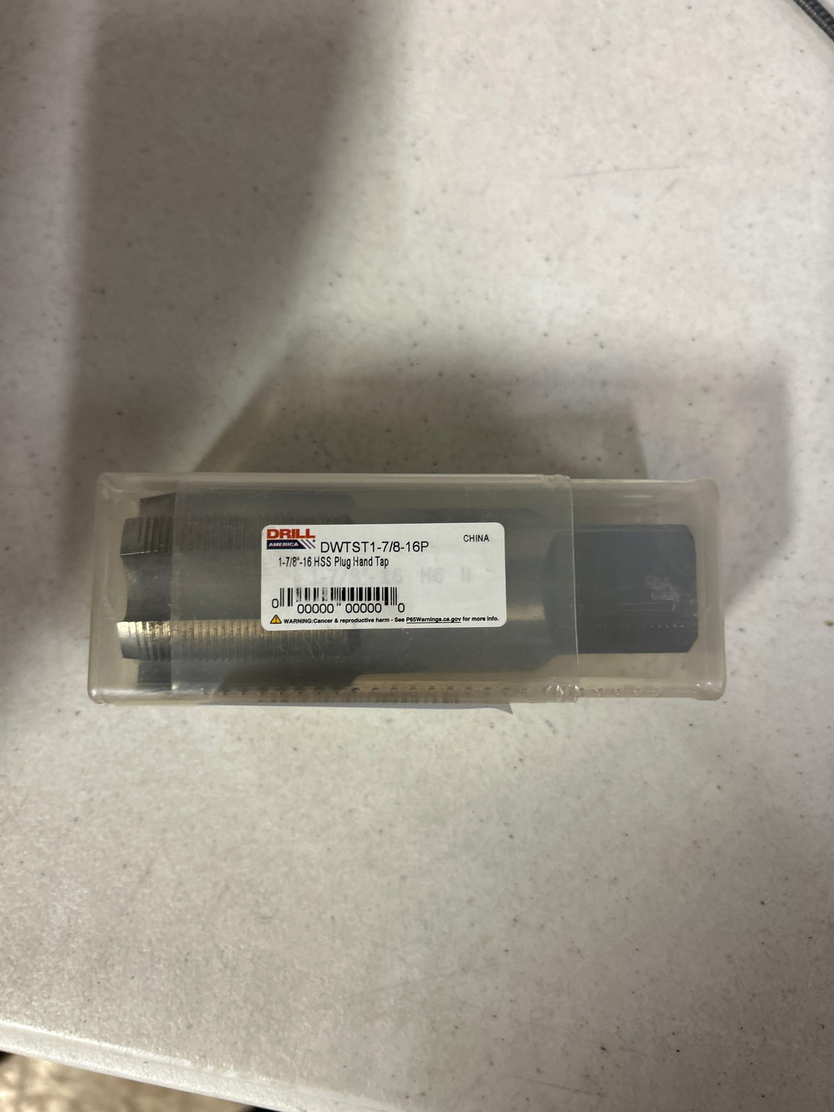Drill america DWTST1-7/8-16P 1-7/8 in. -16 High Speed Steel Plug Hand Tap (1-Piece)