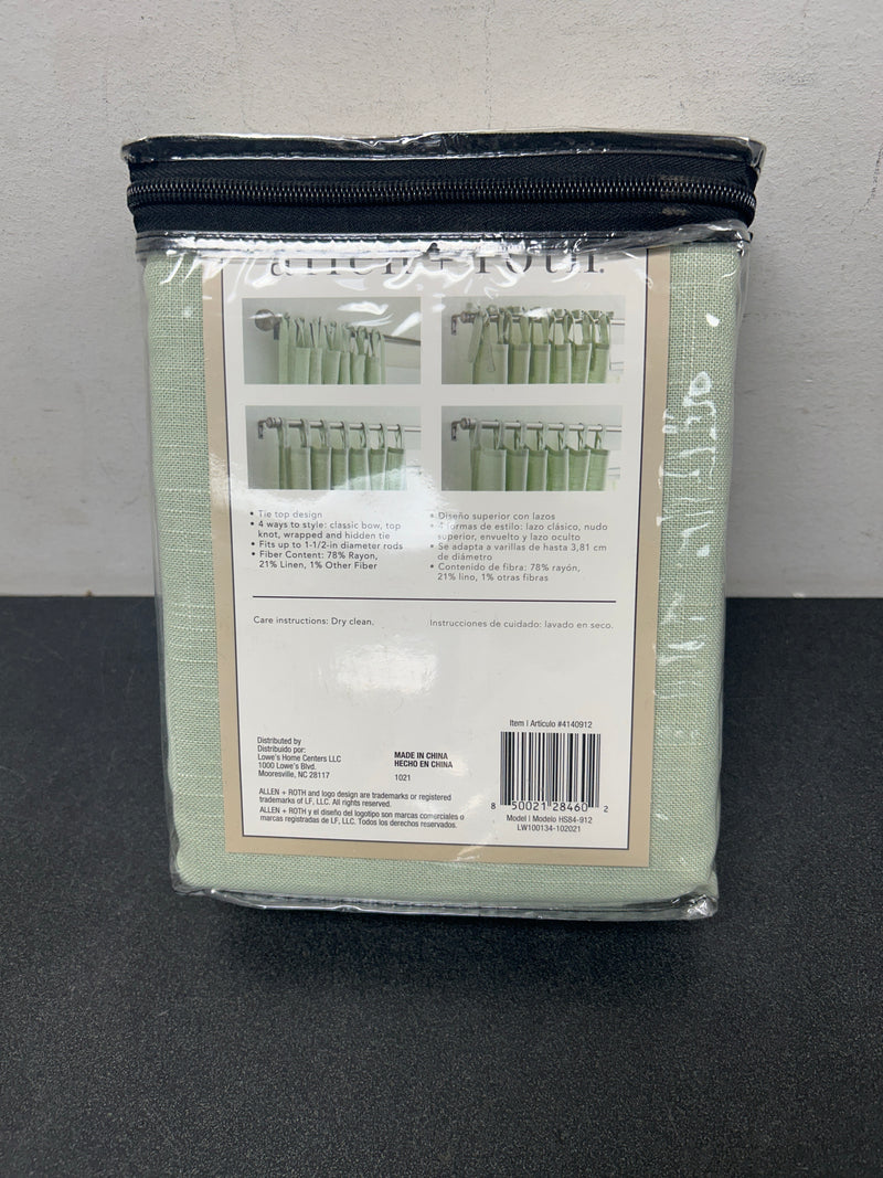 Allen + Roth 84-in Sea Green Light Filtering Tie Top Single Curtain Panel