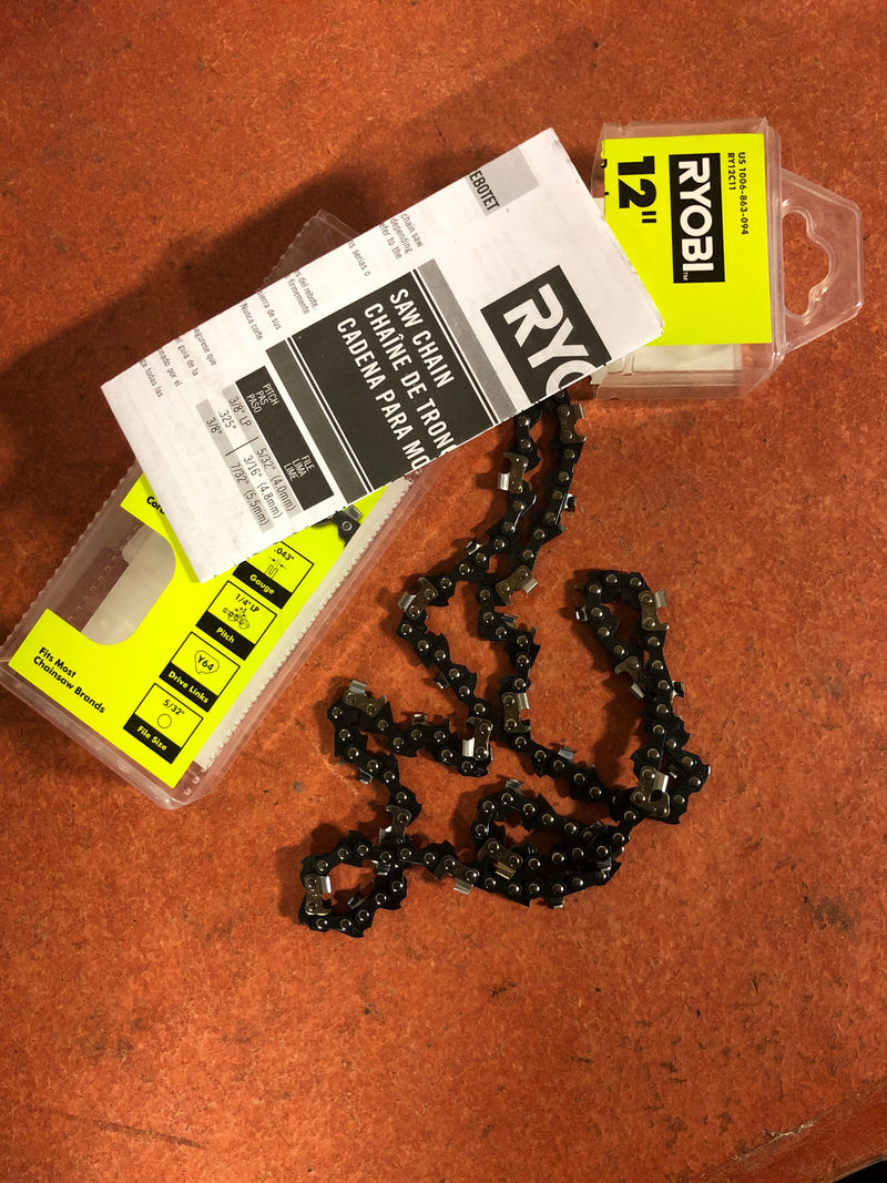 12" .043 GAUGE REPLACEMENT CHAINSAW CHAIN, 64 LINKS
