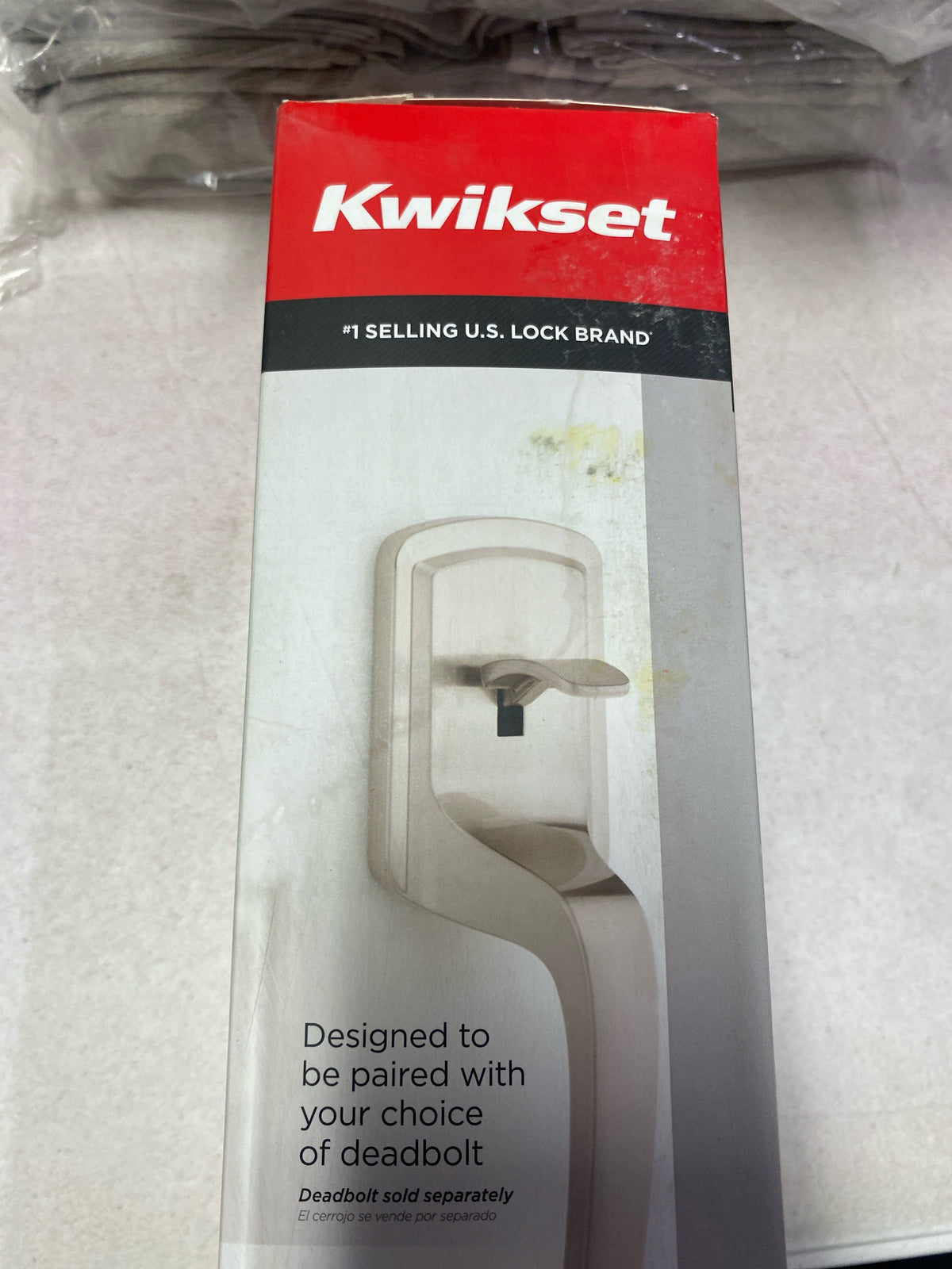 Kwikset Prague Front Door Handle No Lock, Entry Handleset Exterior with Interior Door Knob, Non-Locking, Satin Nickel, Deadbolt Not Included, with Microban Protection