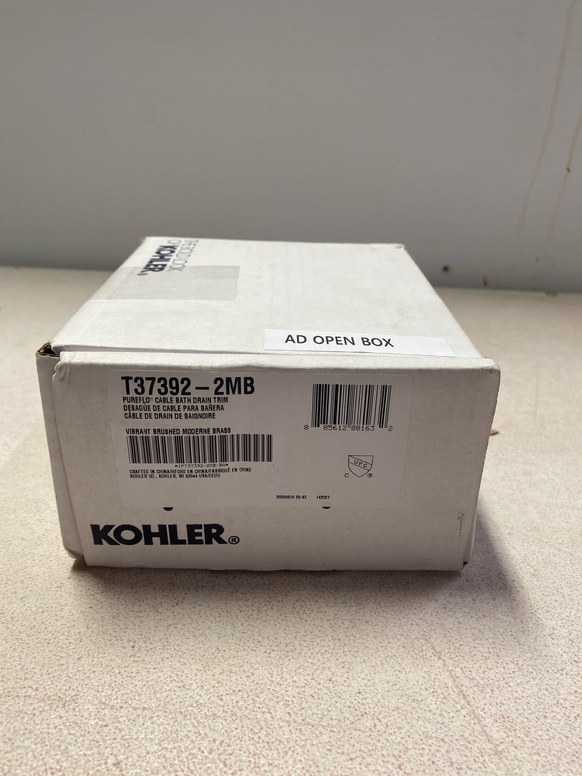 Kohler K-T37392-2MB PureFlo Contemporary Rotary Turn Cable Bath Drain Trim - Vibrant Brushed Moderne Brass
