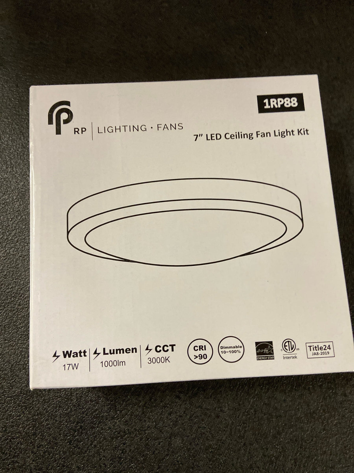 RP Lighting and Fans 1RP88LED-BN 8" Wide Single LED Ceiling Fan Light Kit - 1200 Lumens - Brushed Nickel