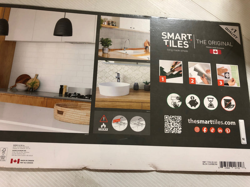 Smart tiles 2pk xl glossy peel and stick 3d tile paper backsplash blok carrera