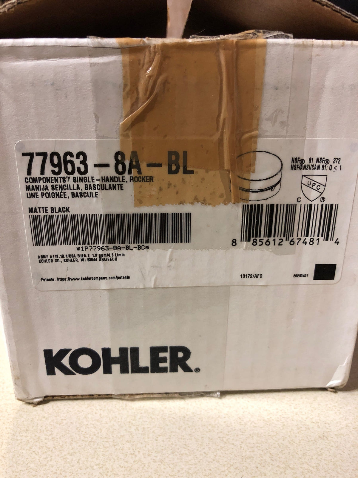 KOHLER 77963-8A-BL Components Rocker bathroom sink faucet handle, Matte Black