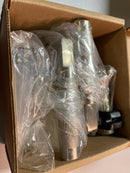 Emtek 5212US15.LSUS15.KNUS15.RH Knurled L-Square Right Handed Privacy Door Lever Set with Modern Rectangular Rose from the SELECT Brass Collection - Satin Nickel