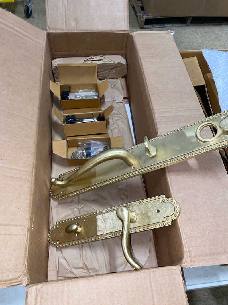 Signature Hardware 441390 Marconi Right Handed Solid Brass Full Plate Keyed Entry Single Cylinder Door Handleset with Interior Lever and 2-3/4" Backset