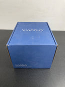 Viaggio 623114 Motivo Left Handed Solid Brass Privacy Door Lever Set with Brezza Lever and Quadrato Linen Backplate - 2-3/8" Backset - Satin Brass