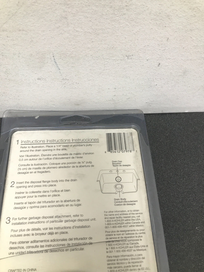 Kohler Solid Durable Disposal Flange and Stopper for Standard Garbage Disposals