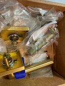 Emtek 5110STUUS4RH Stuttgart Right Handed Passage Door Lever Set with Square Rose from the Brass Modern Collection - Satin Brass