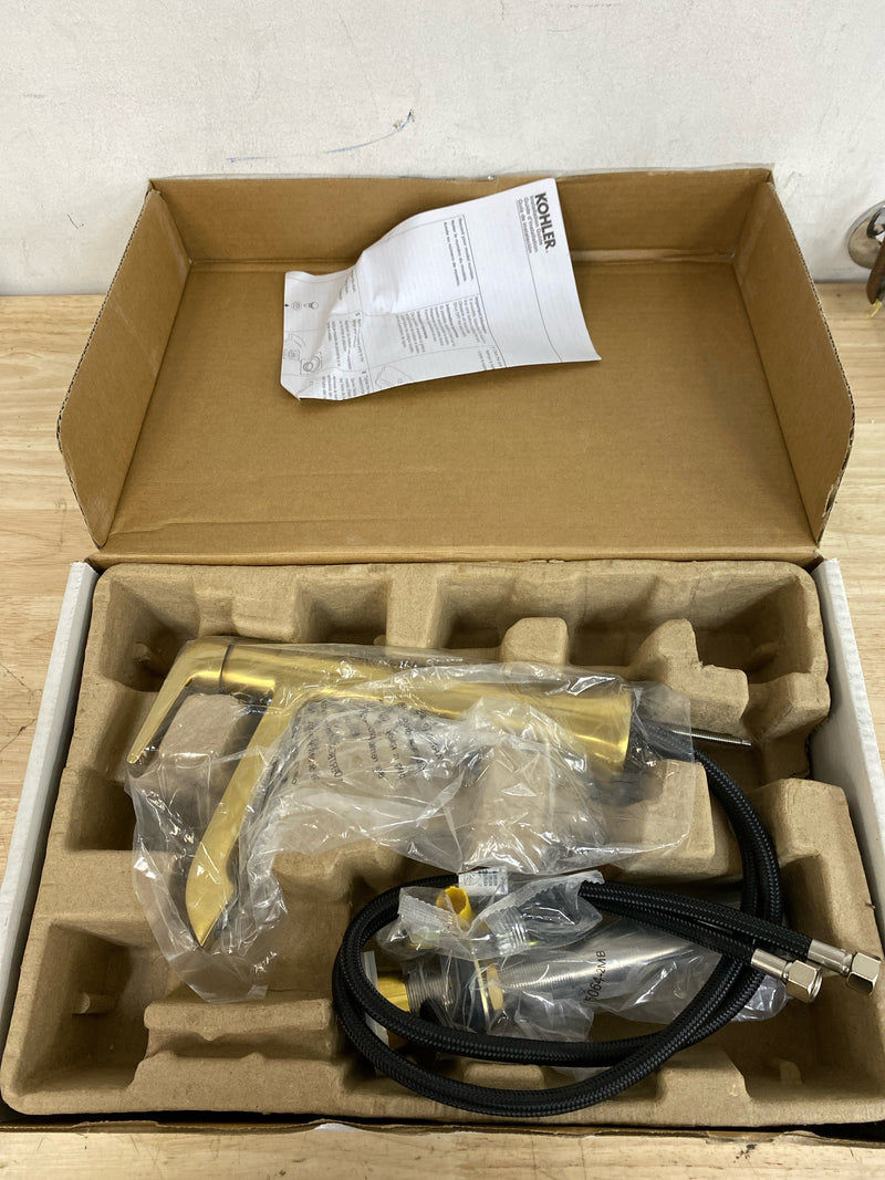 Kohler K-22023-4 Tempered 1.2 GPM Single Hole Vessel Bathroom Faucet with Pop-Up Drain Assembly - Vibrant Brushed Moderne Brass