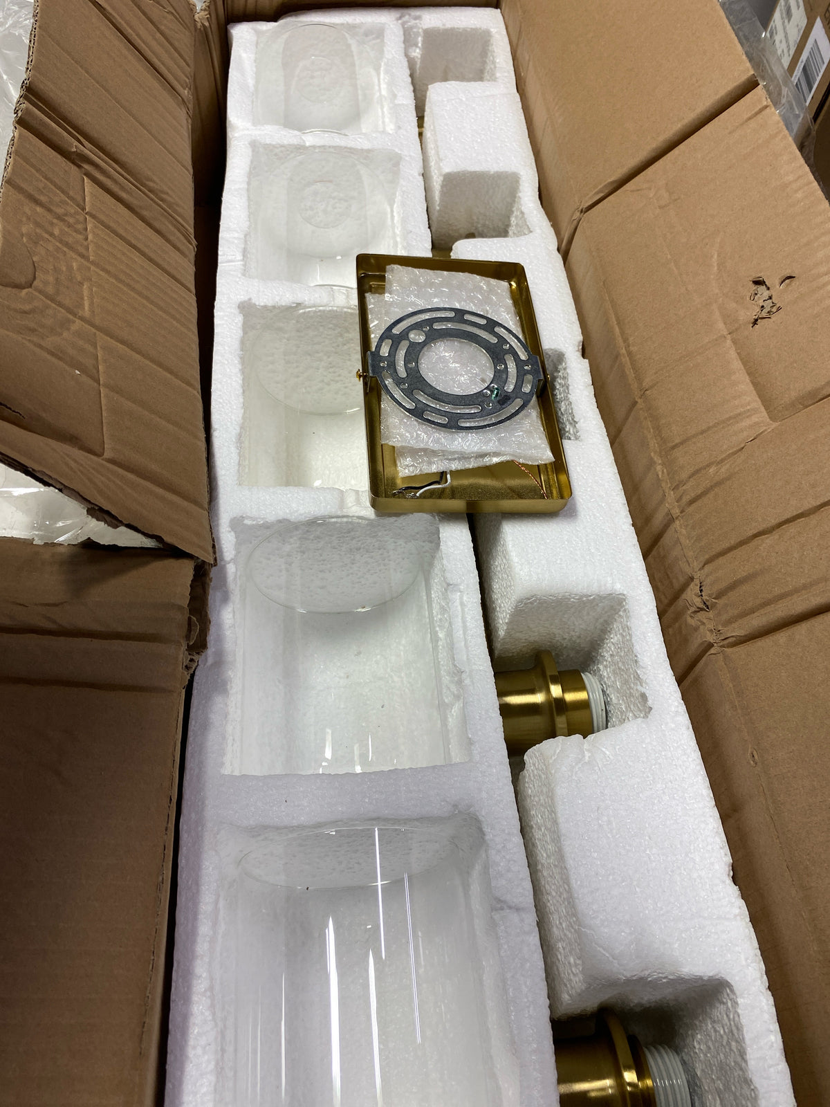 Deyidn H-1700-5G Farmhouse 35 in. 5-Light Gold Modern Industrial Indoor Vanity Light with Clear Glass Shades, Bulbs Not Included