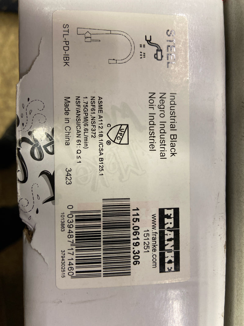Franke STL-PD-IBK Steel 1.75 GPM Single Hole Pull Down Kitchen Faucet - Industrial Black