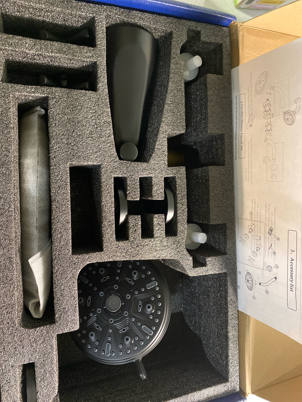Perliria inc K-H8156B Double Handle 10-Spray Tub and Shower Faucet 1.8 GPM in. Matte Black Valve Included