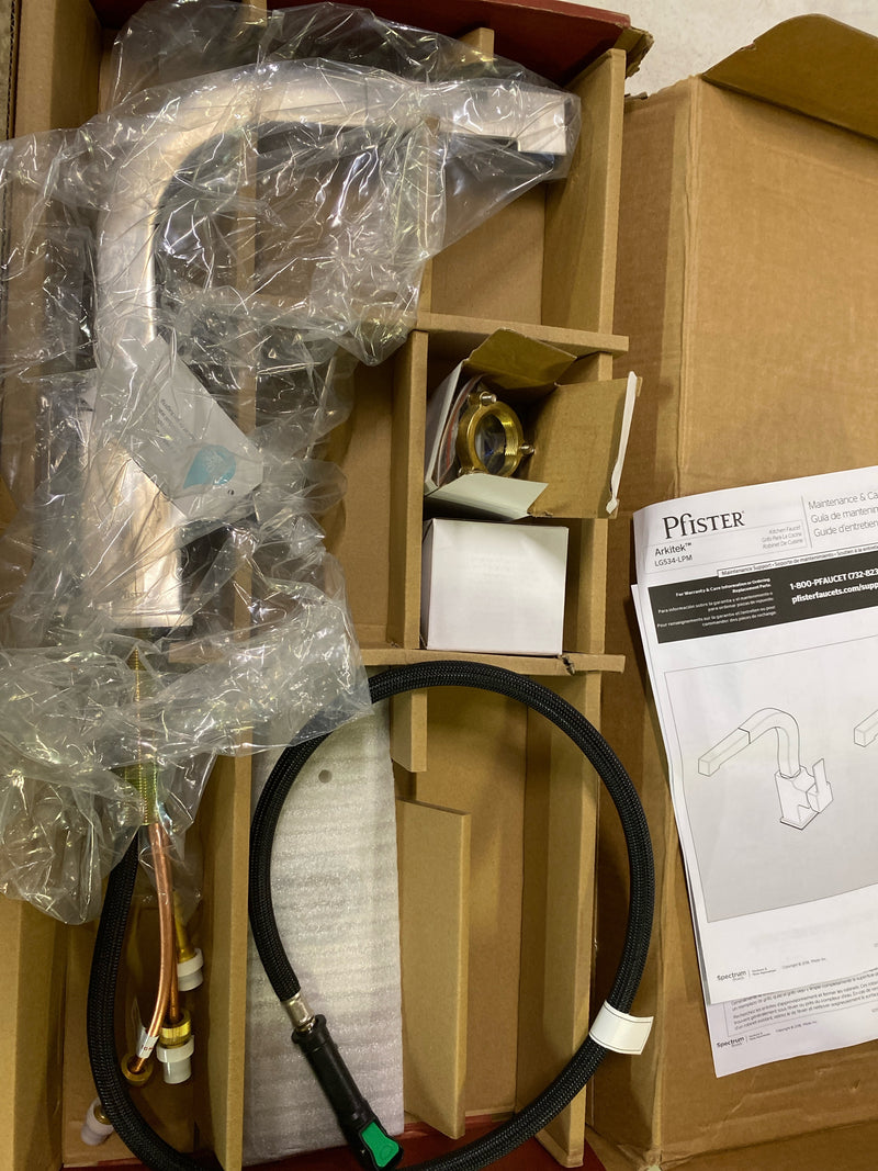 Pfister Arkitek Kitchen Faucet with Pull Out Sprayer, Single Handle, High Arc, Stainless Steel Finish, LG534LPMS