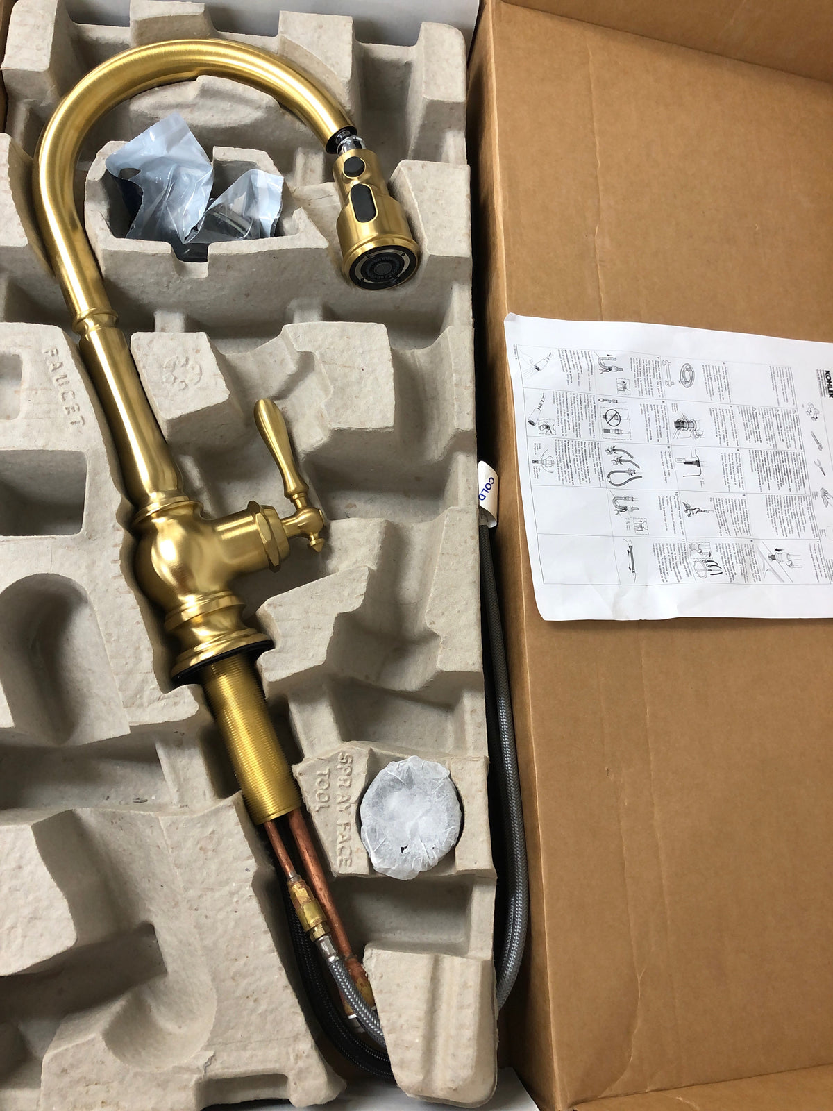Kohler K-99259-2MB Artifacts 1.5 GPM Single Hole Pull Down Kitchen Faucet - Vibrant Brushed Moderne Brass