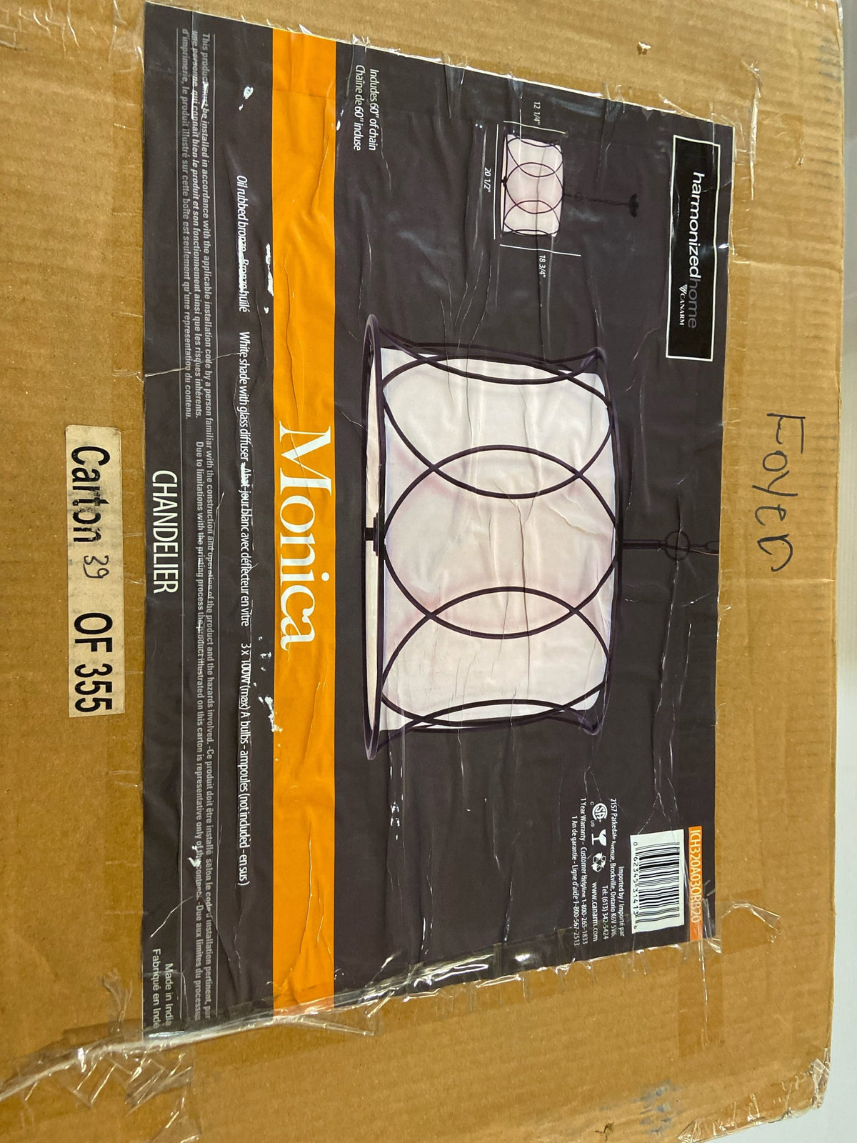 Canarm ICH320A03ORB20 Monica 3 Light 17-1/2" High Drum Chandelier - Oil Rubbed Bronze