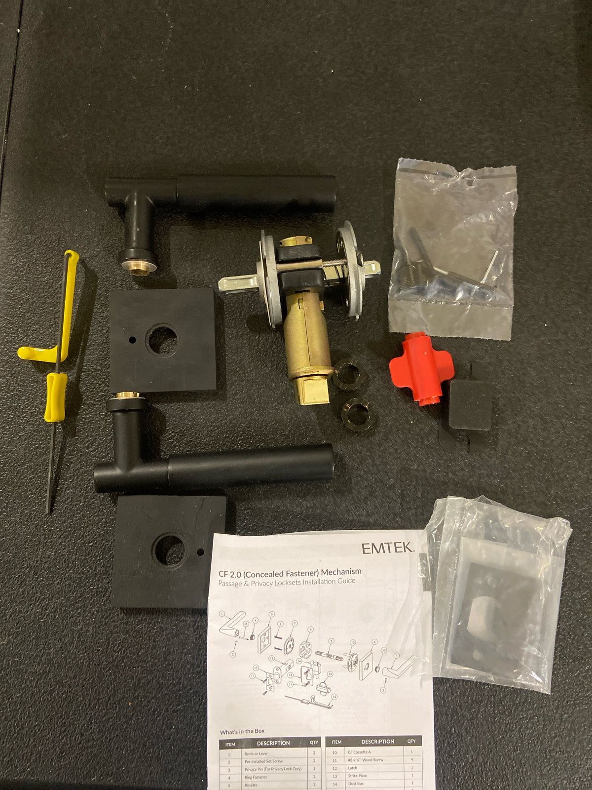 Emtek C520MYLUS19 (Sq. Rosette )Myles Modern Brass Privacy Door Lever Set with Concealed Screws - Flat Black