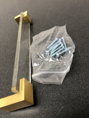 Sietto P-1200-8-SB Affinity 8 Inch Center to Center Handle Cabinet Pull with Clear Glass - Satin Brass